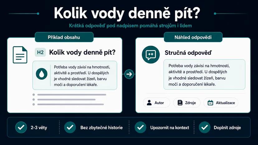 Infografika - Kolik vody denne pit? - AI Overview (AIO): Jak byt citovan v AI odpovedich Google