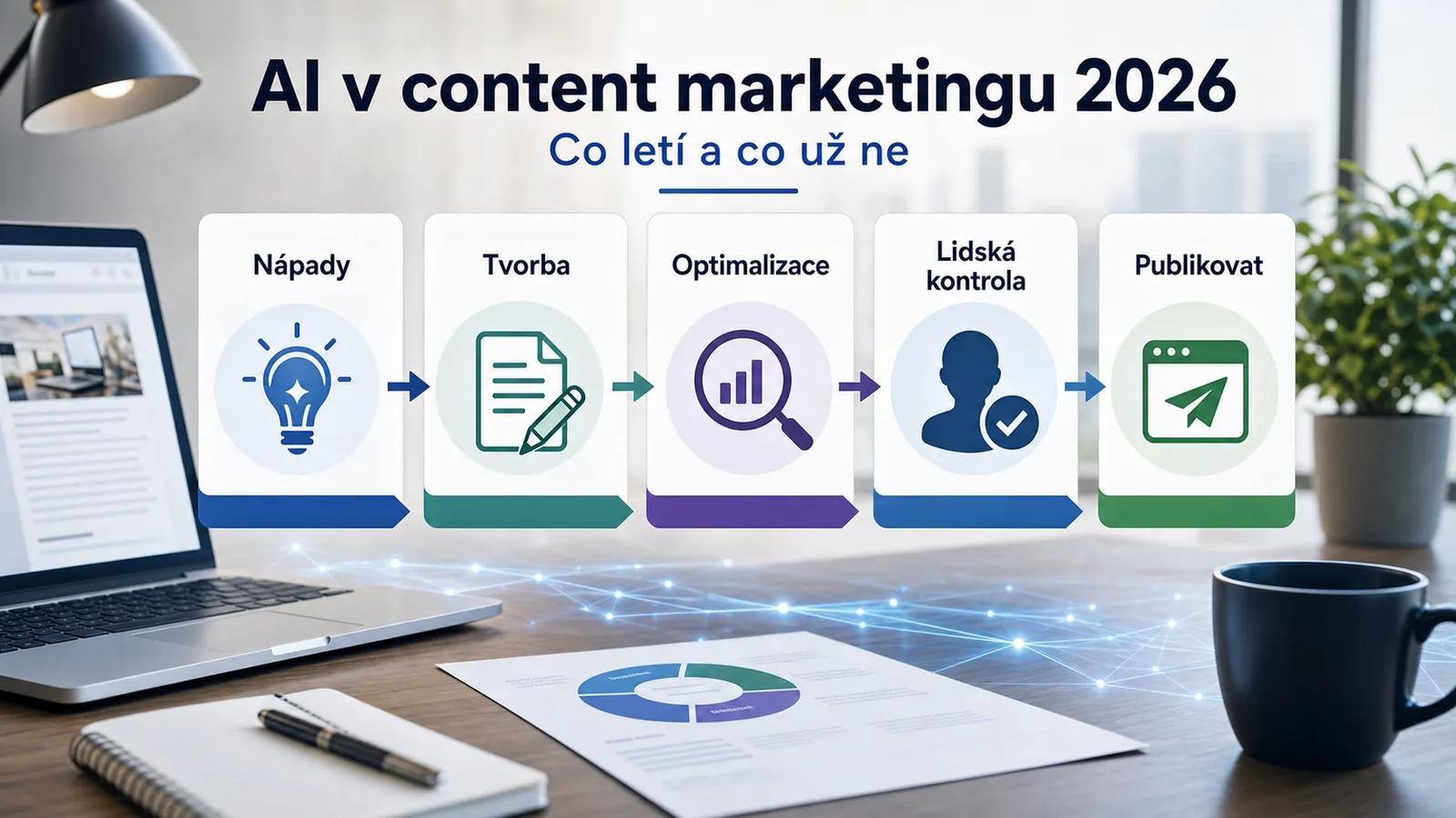 Infografika - Uvod: Content Marketing v roce 2026 - Era AI? - AI v Contentu 2026: Co leti a co uz ne?