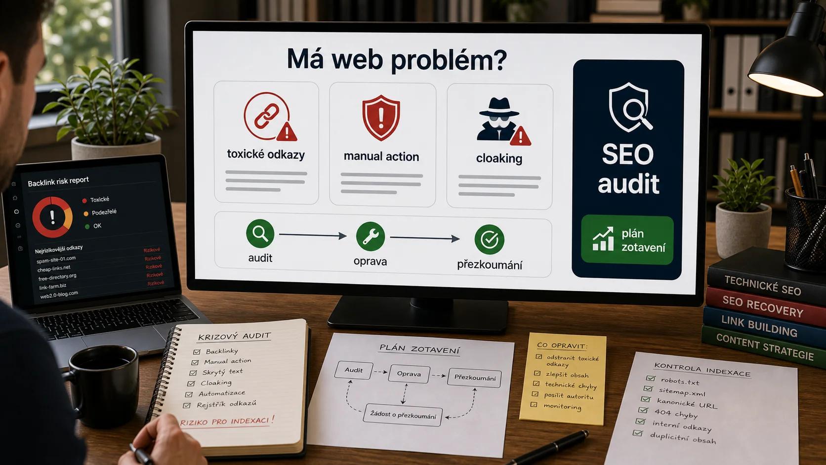 Infografika - Podezriváte, ze vas web ma problem? - Black Hat SEO: Zakazane techniky a proc se jim vyhnout