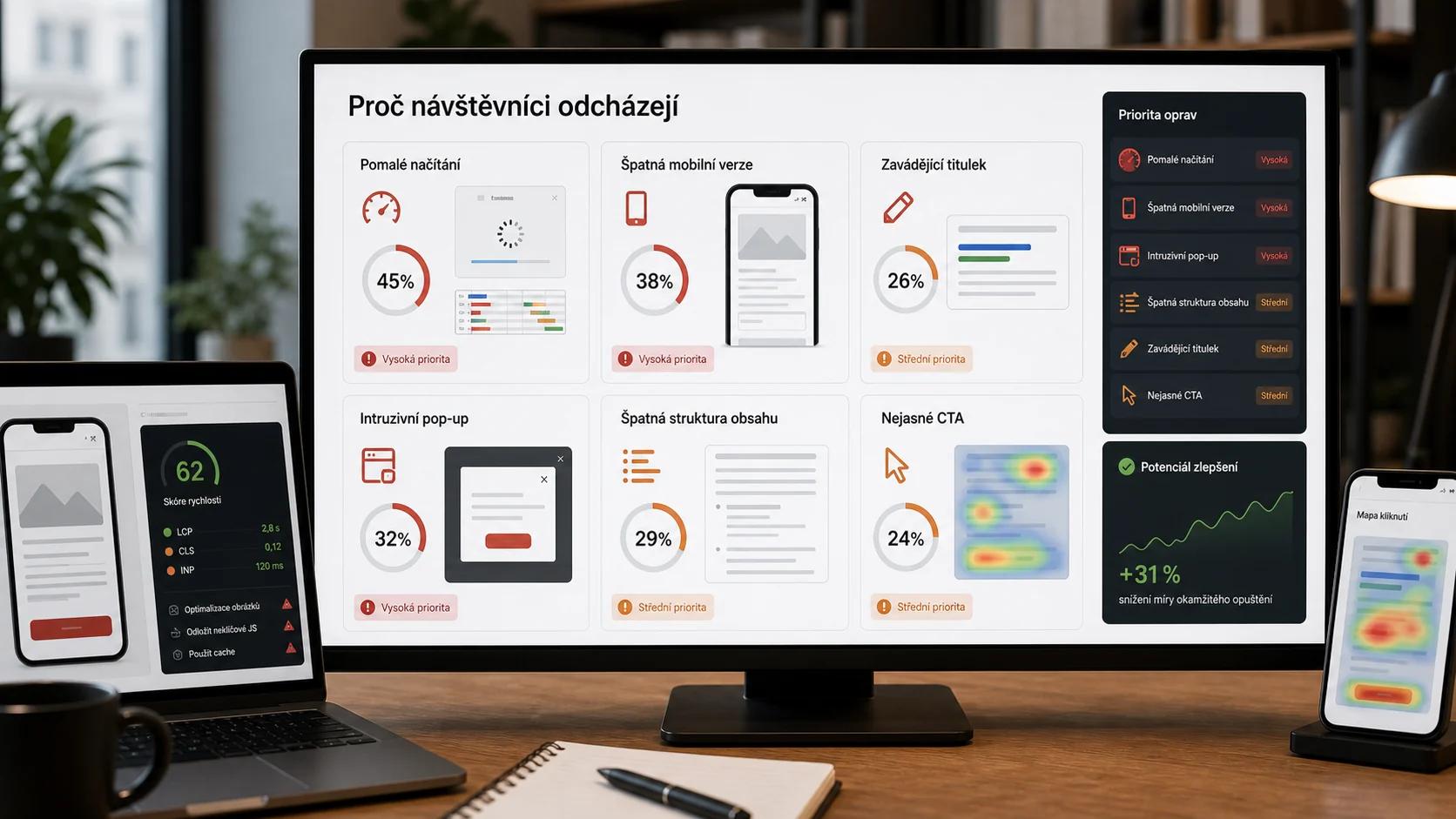 Infografika - Proč návštěvníci odcházejí (nejčastější příčiny) - Bounce Rate: Proč návštěvníci odcházejí