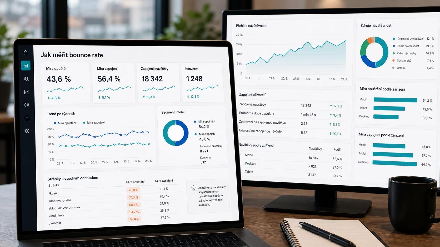 Screenshot - Jak měřit bounce rate v Google Analytics 4 - Bounce Rate: Proč návštěvníci odcházejí