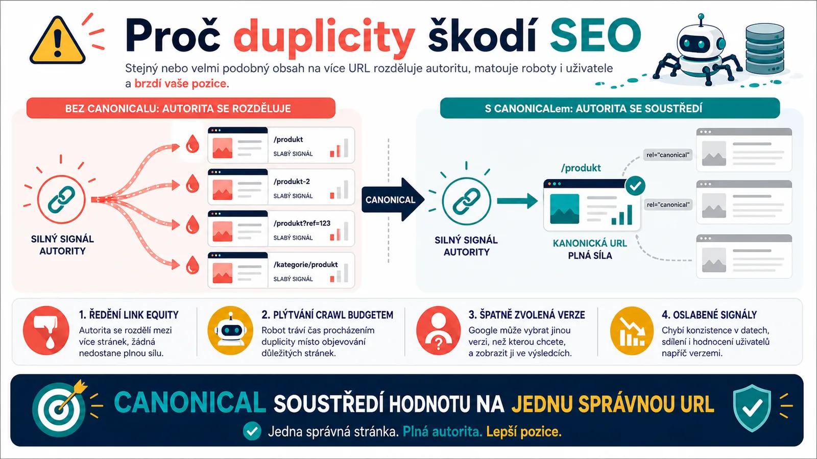 Infografika - Proč duplicitní obsah škodí SEO - Canonical Tag: Jak řešit duplicitní obsah a zachránit SEO