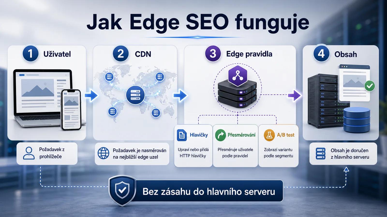 Infografika - Jak Edge SEO funguje: Architektura a principy - Edge SEO: Novy level optimalizace webu?