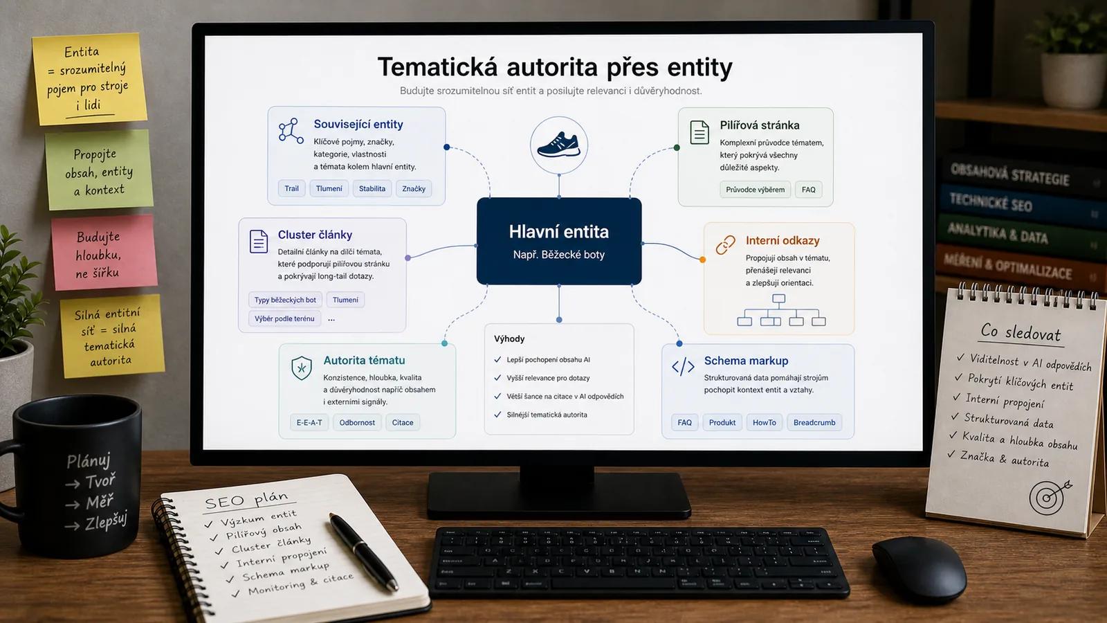 Infografika - Strategie pro rok 2026: Tematická autorita přes entity - Entity SEO: Jak ovládnout znalostní graf (Strategický průvodce 2026)