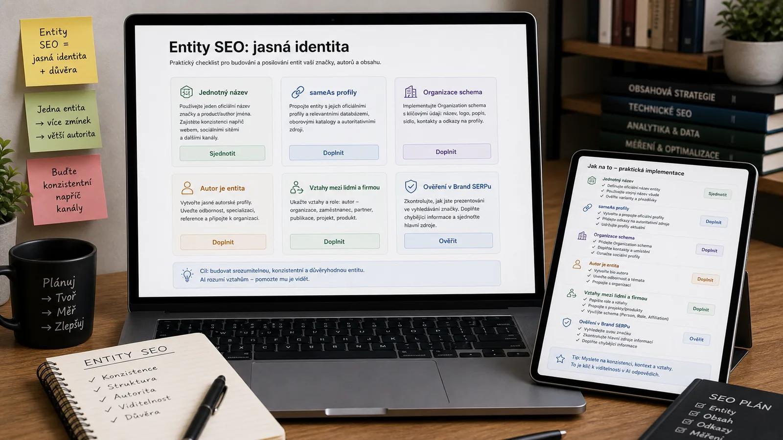 Infografika - Shrnutí - Entity SEO: Jak ovládnout znalostní graf (Strategický průvodce 2026)