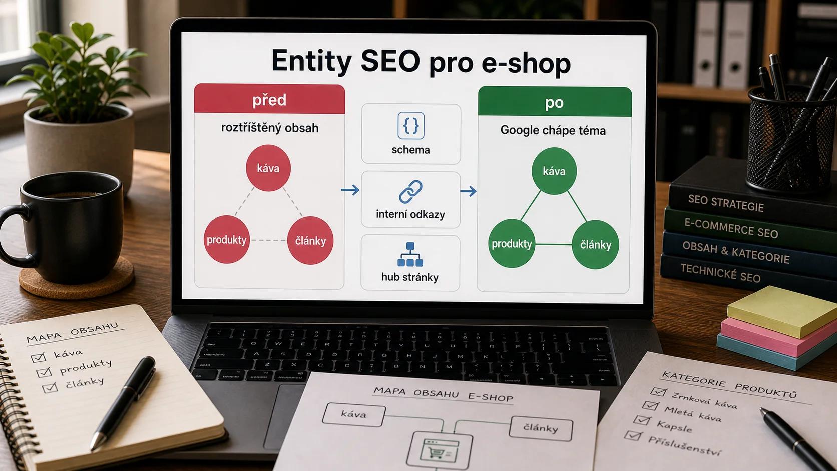 Infografika - Pribeh z praxe: Entity SEO pro kavovar e-shop - Entity v SEO: Jak Google chape vas obsah