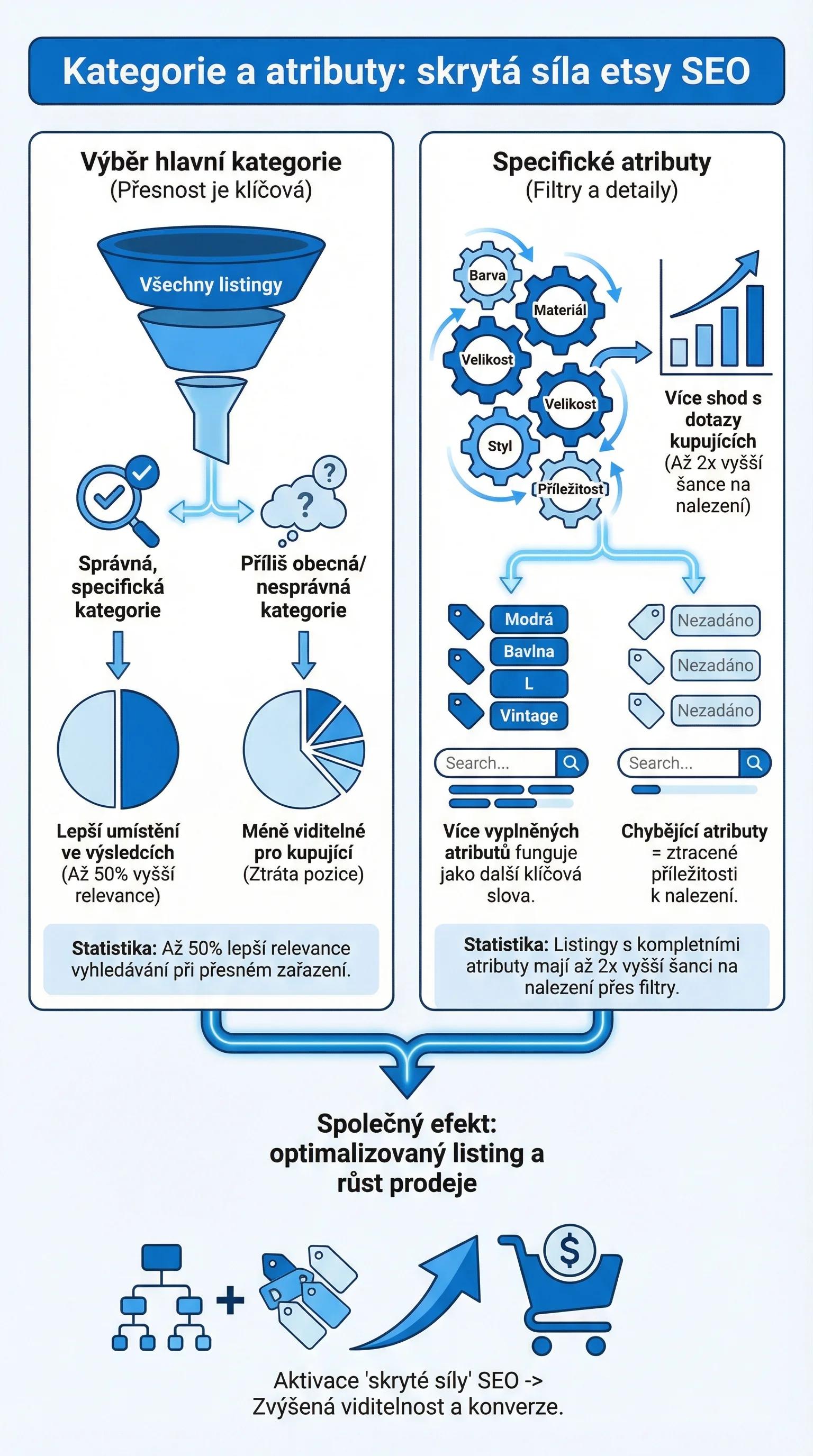 Infografika - Kategorie a atributy: Skrytá síla Etsy SEO