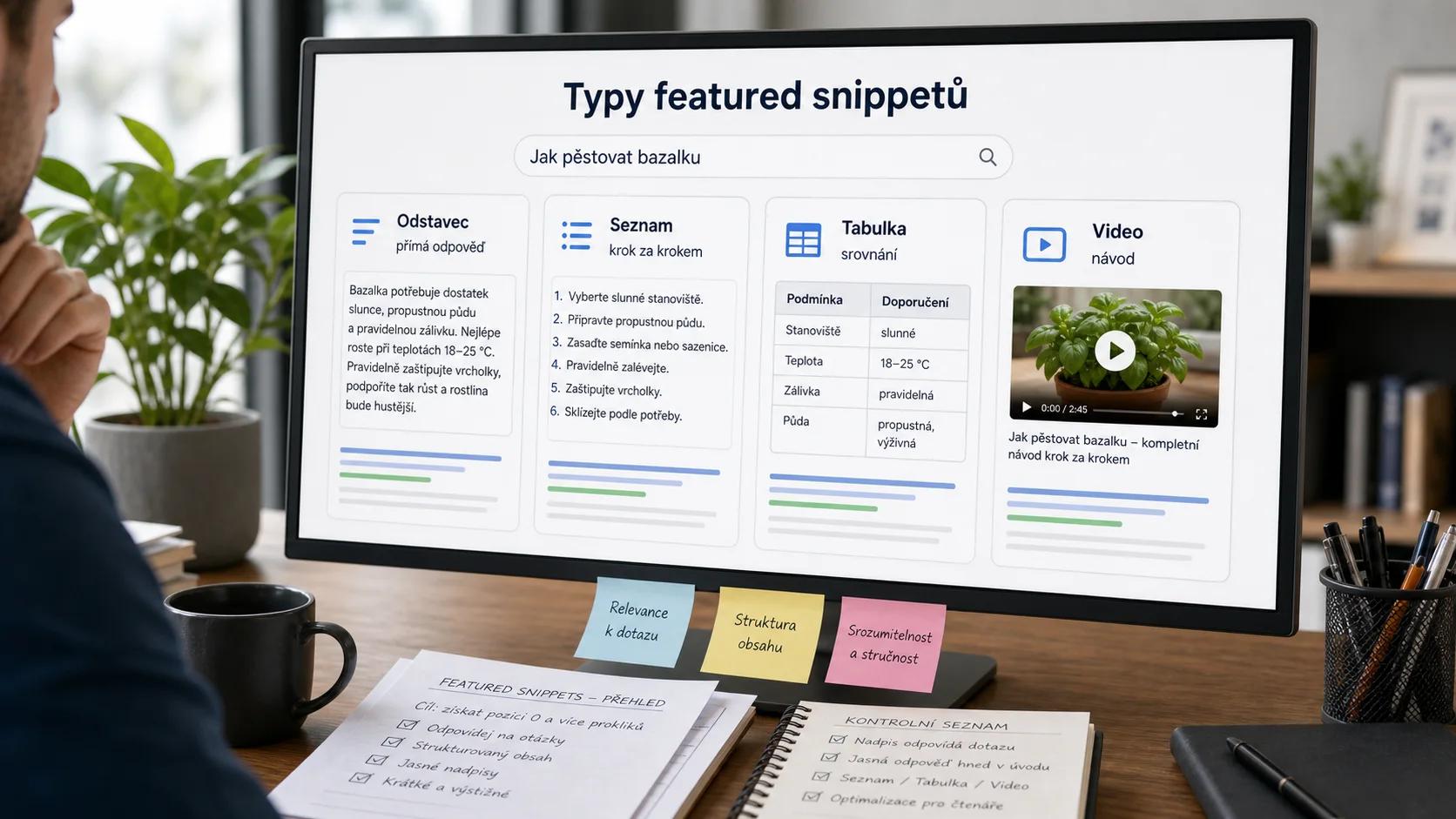 Infografika - Typy featured snippetů - Featured Snippet: Jak získat pozici 0 ve výsledcích Google