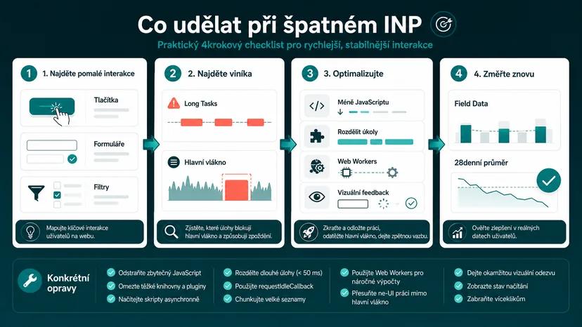 Infografika - Co udělat, když máte špatné INP - FID a INP: Proč váš web reaguje pomalu