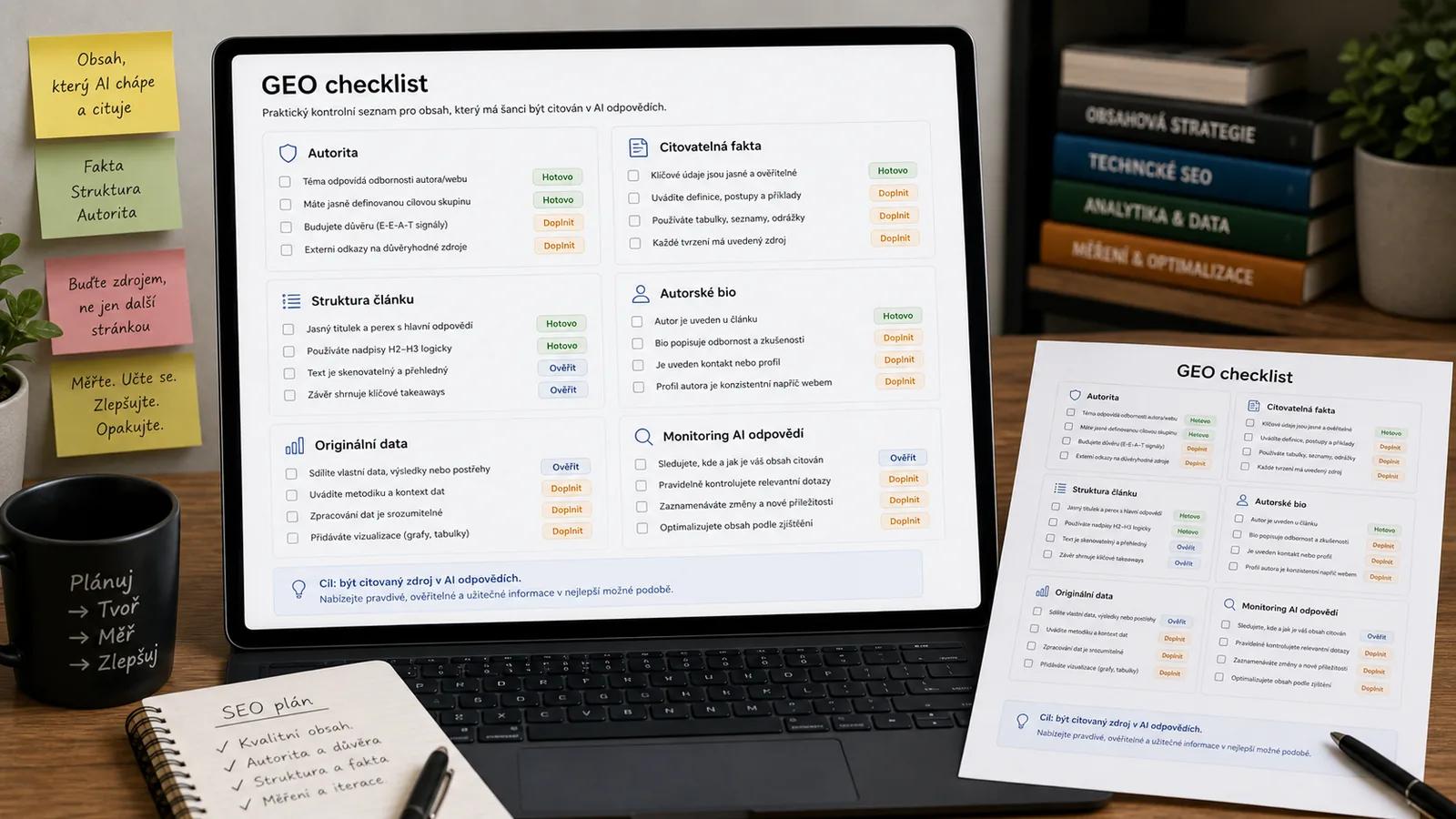Infografika - GEO checklist - GEO - Generative Engine Optimization: Nová disciplína SEO