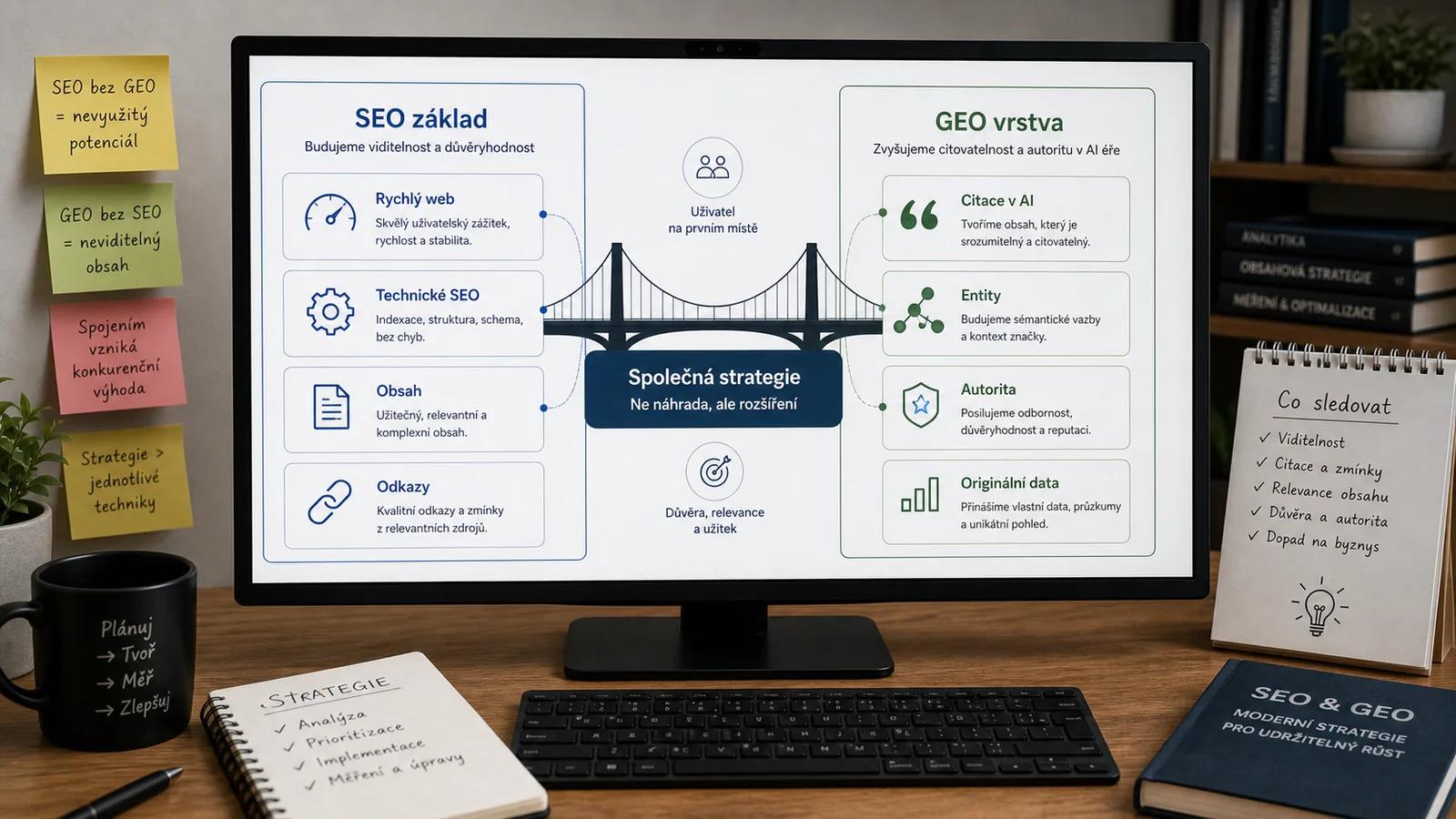 Infografika - Závěr: GEO je doplněk, ne náhrada SEO - GEO - Generative Engine Optimization: Nová disciplína SEO
