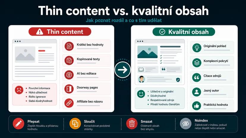 Infografika - Thin content vs. kvalitní obsah - Google Panda: Proč váš web Google ignoruje a jak to napravit