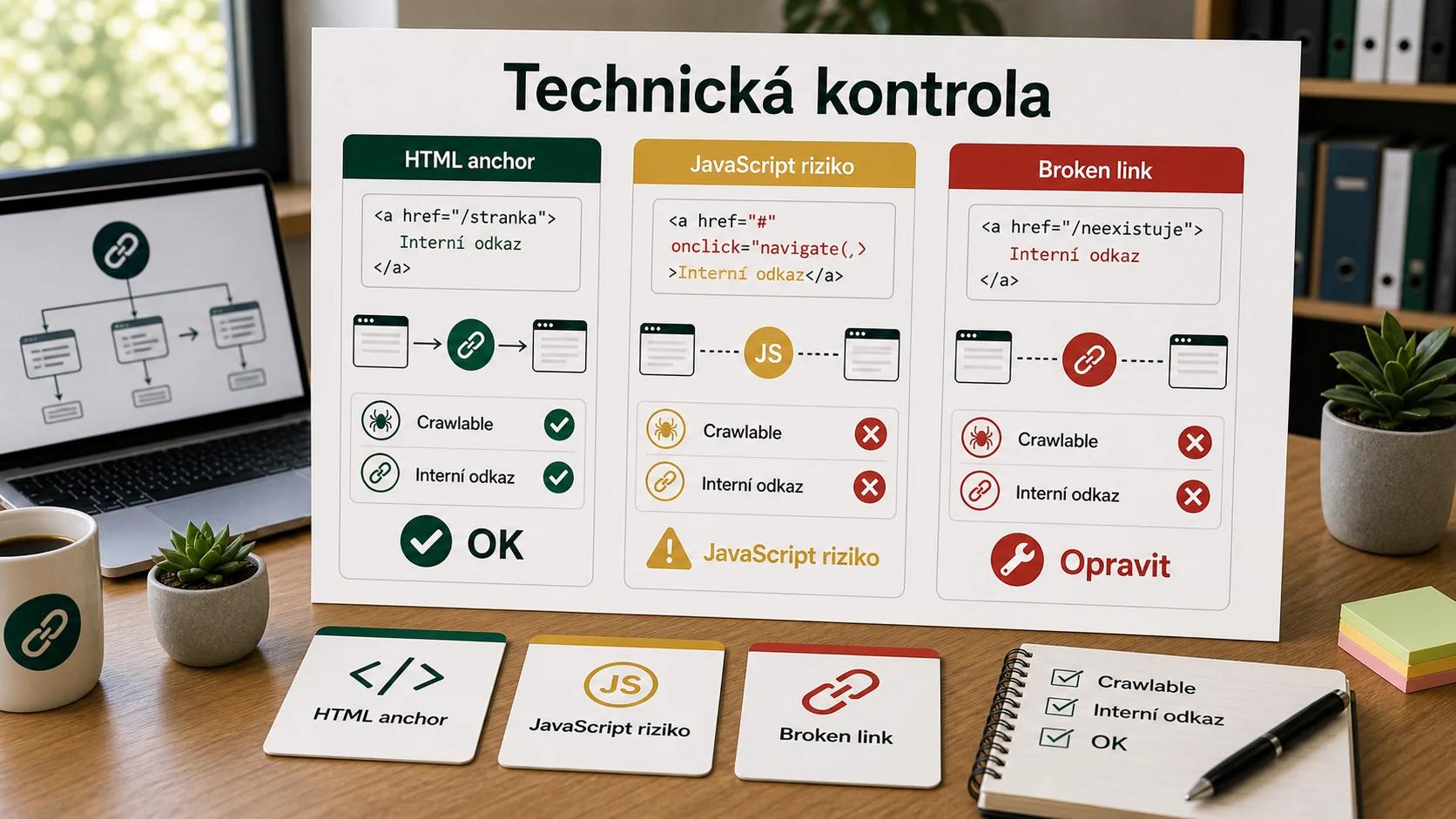 Infografika - Technické aspekty - Internal Linking: Kompletní průvodce strategií vnitřního prolinkování