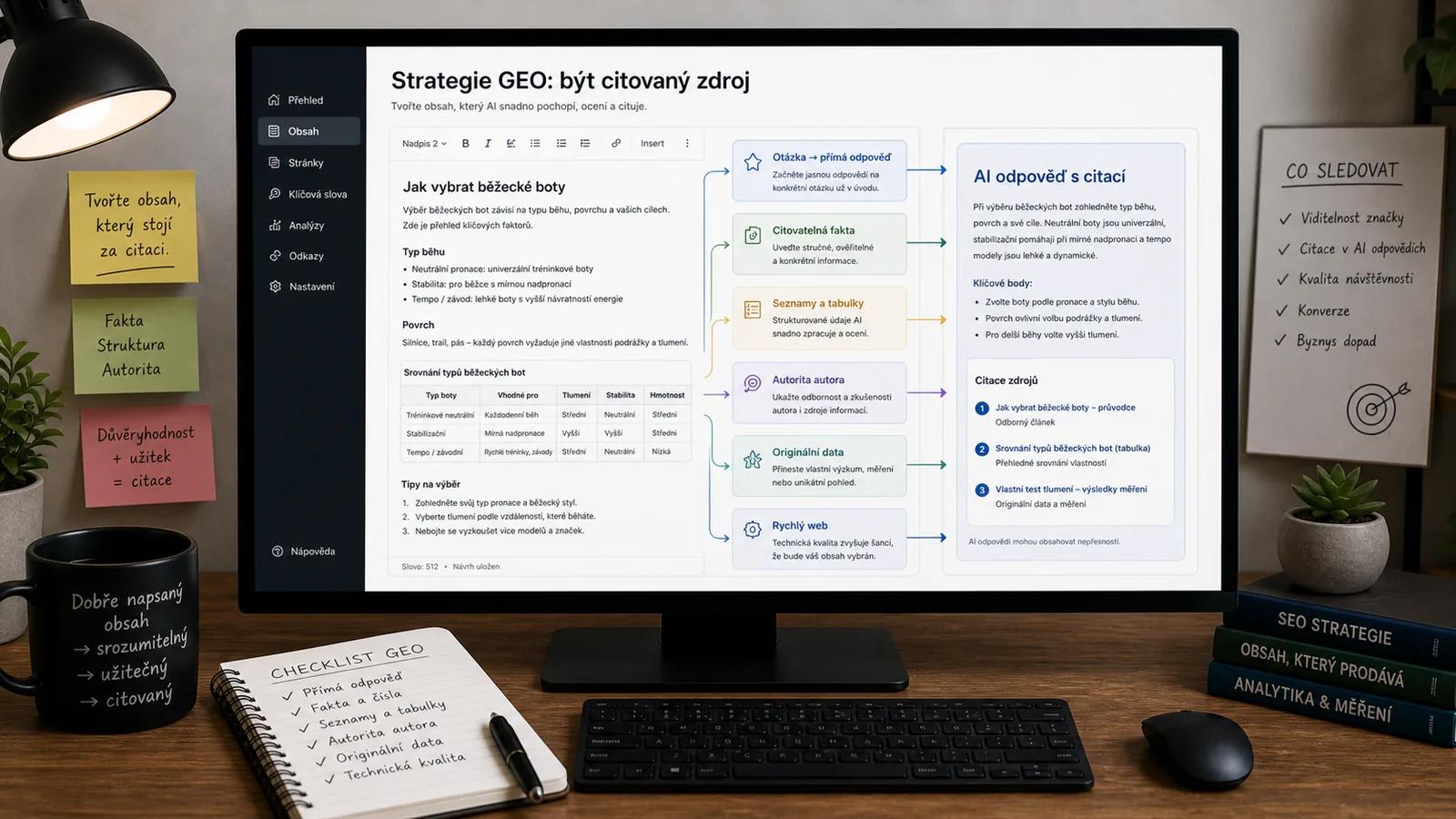 Infografika - Strategie GEO: Jak optimalizovat pro citace v AI odpovědích Google