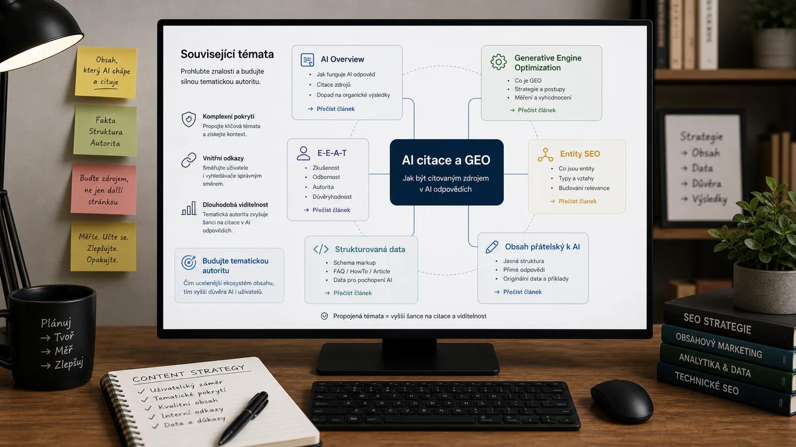 Infografika - Související články k tématu GEO a AI citace