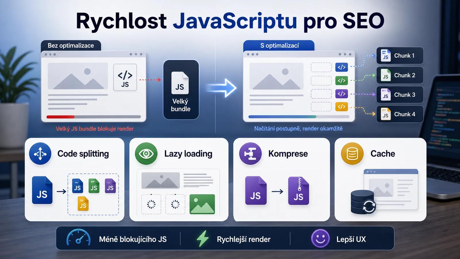 Infografika - Optimalizace rychlosti nacitani JavaScriptu pro SEO - JavaScript SEO: Pruvodce pro Vyvojare a Marketery
