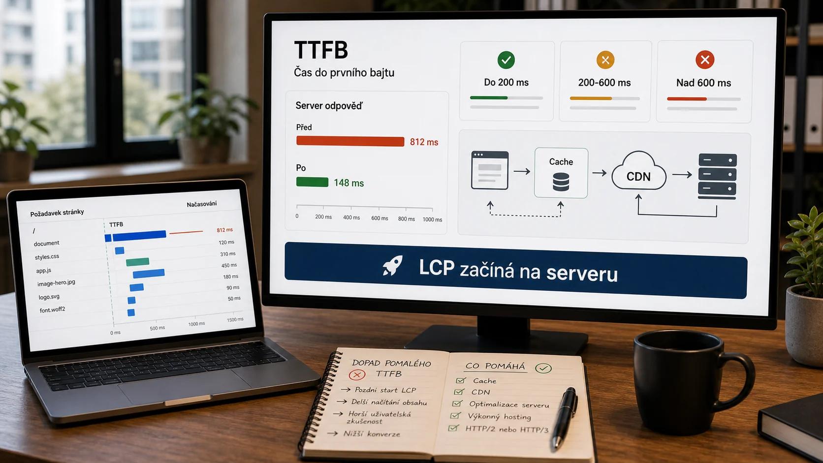 Infografika - Technika #3: Zrychlení Serveru (TTFB)