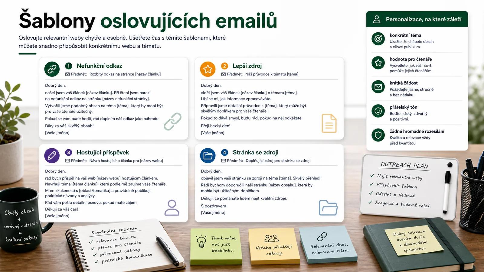Infografika - Šablony oslovujících emailů - Oslovování pro budování odkazů: Jak efektivně oslovit weby a získat odkazy