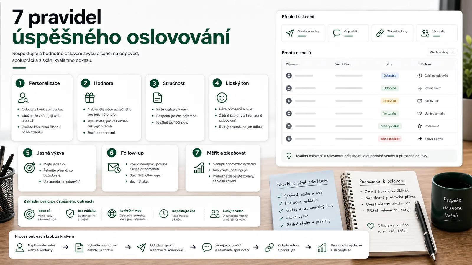 Infografika - 7 pravidel úspěšného oslovování - Oslovování pro budování odkazů: Jak efektivně oslovit weby a získat odkazy