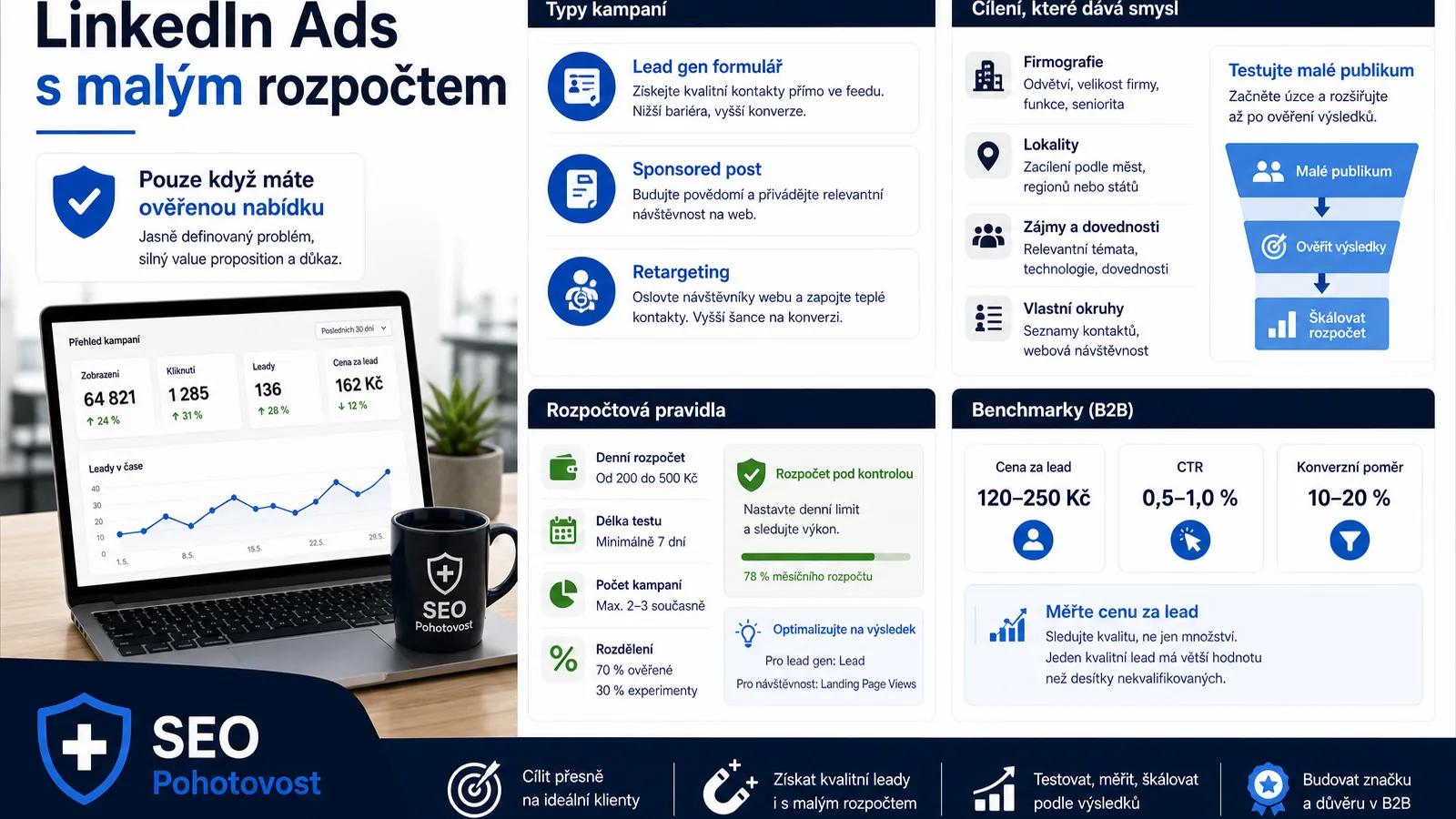 LinkedIn Ads: strategie pro malé rozpočty a targeting.