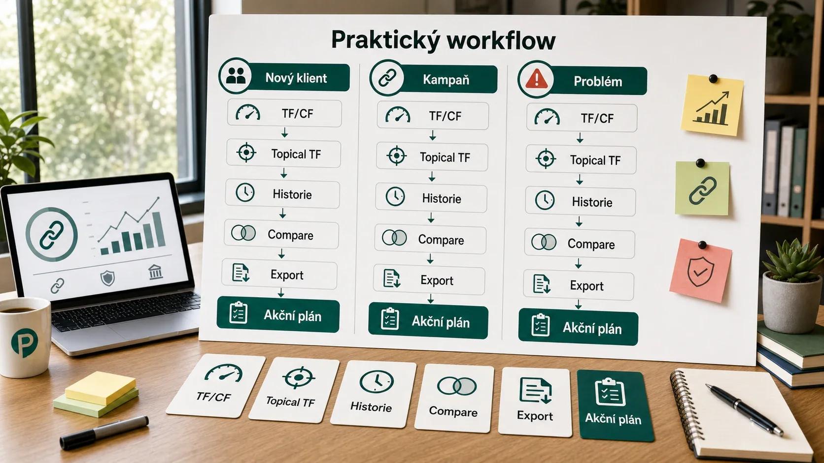 Infografika - Praktický workflow s Majestic