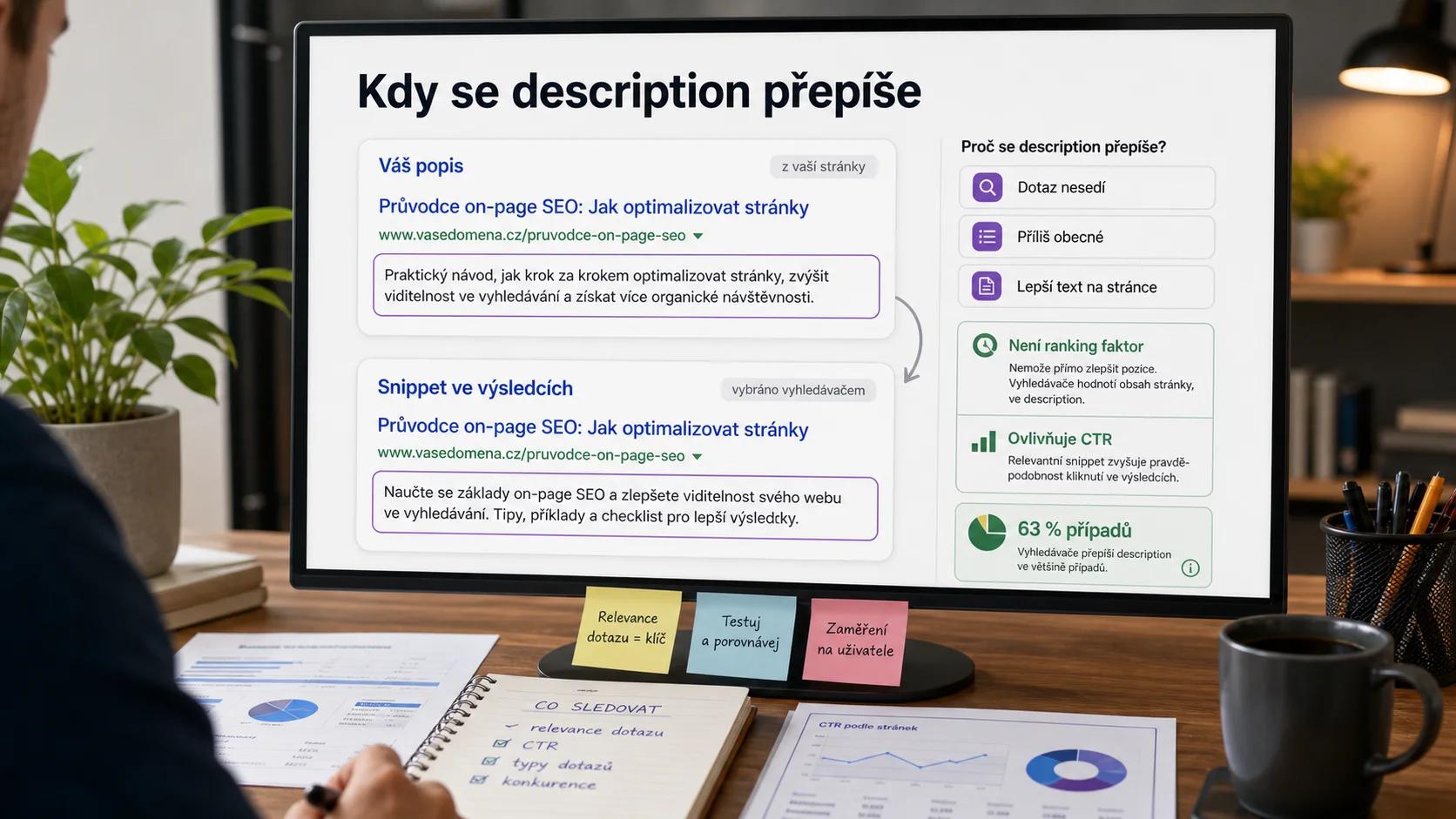 Infografika - Kdy Google přepisuje váš description - Meta Description: Jak přimět návštěvníky ke kliknutí