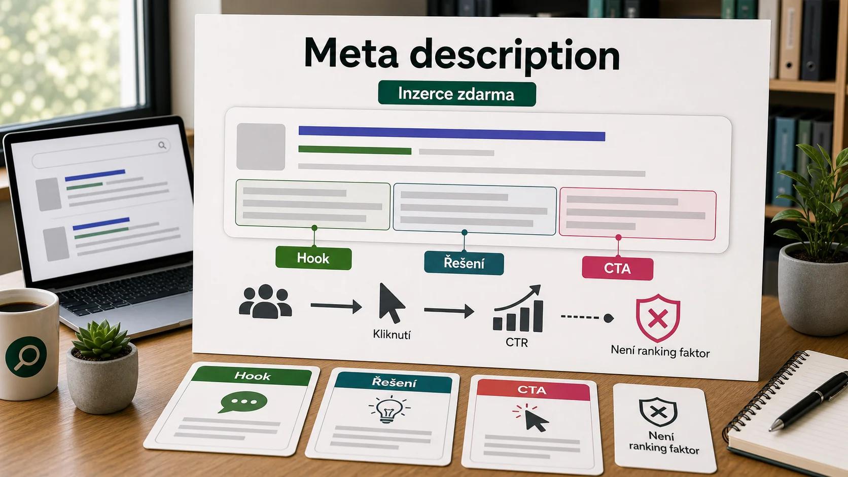 Infografika - Meta Description: Vaše inzerce zdarma - Meta Title & Description: Vaše jediná šance na kliknutí