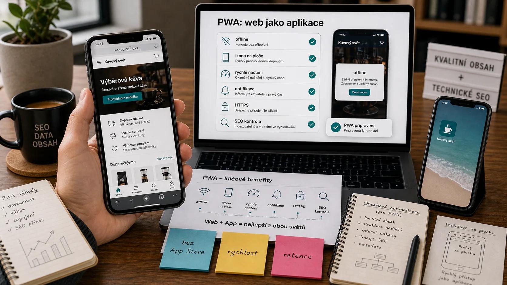 Infografika - PWA (Progressive Web Apps): Budoucnost mobilního webu - Mobile-First Indexing je mrtvý pojem: Dnes řešíme Mobile-Only