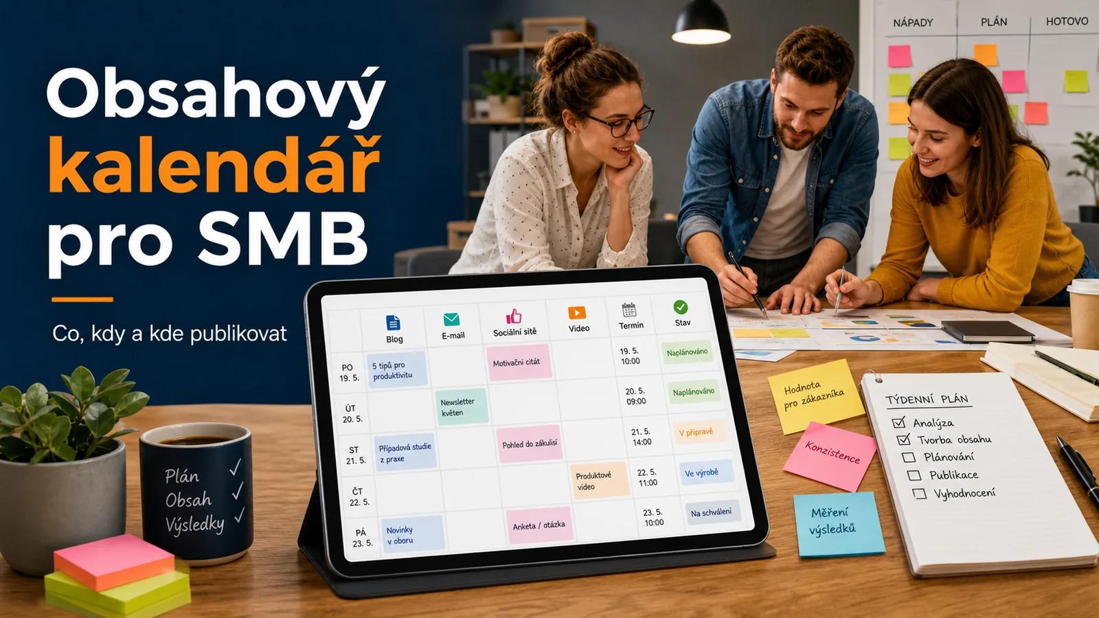 Infografika - Co je obsahovy kalendar a proc ho potrebuje kazda SMB? - Obsahovy kalendar pro SMB: Sablona a Navod krok za krokem