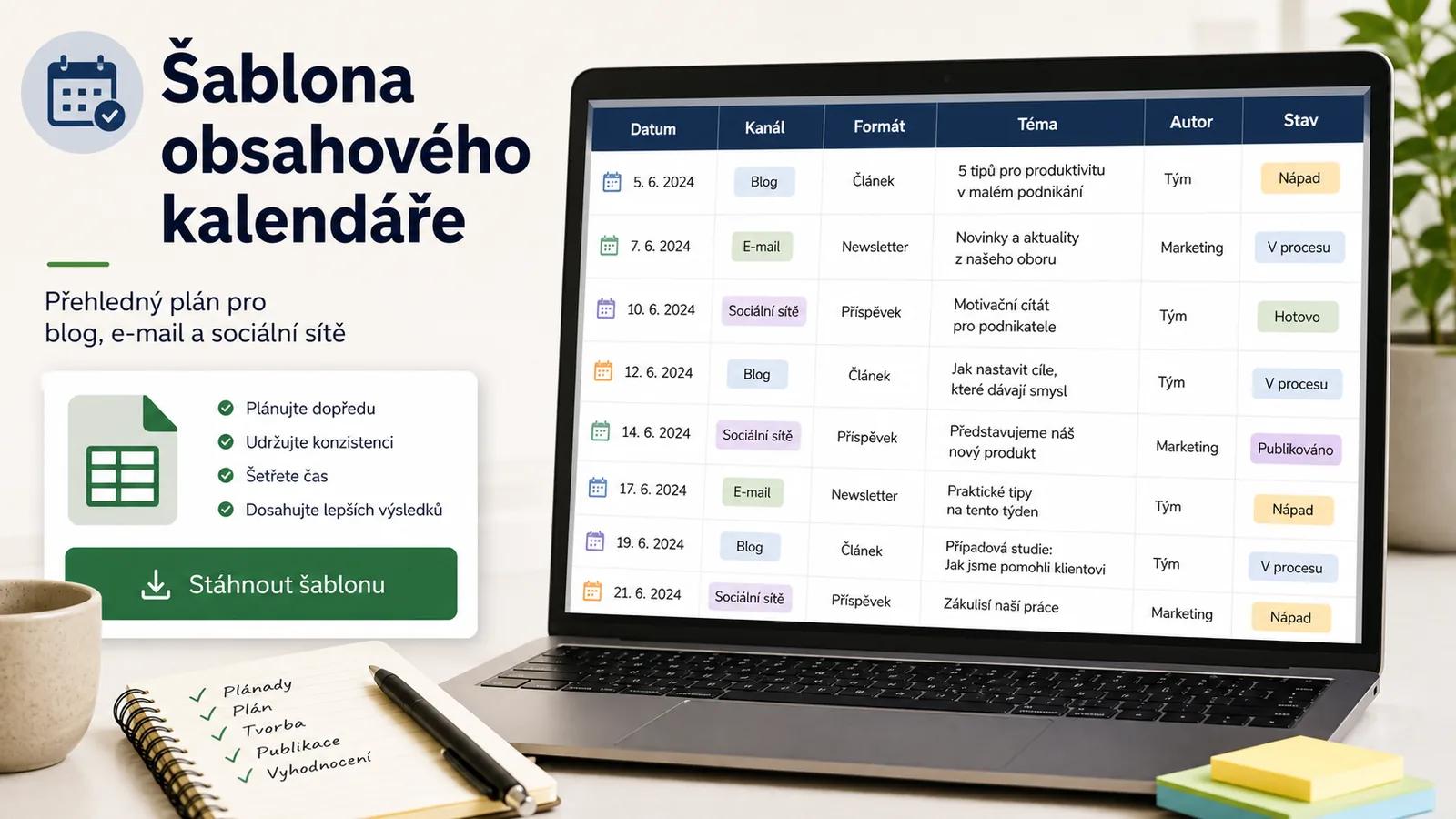 Infografika - Sablona obsahoveho kalendare ke stazeni (zdarma!) - Obsahovy kalendar pro SMB: Sablona a Navod krok za krokem