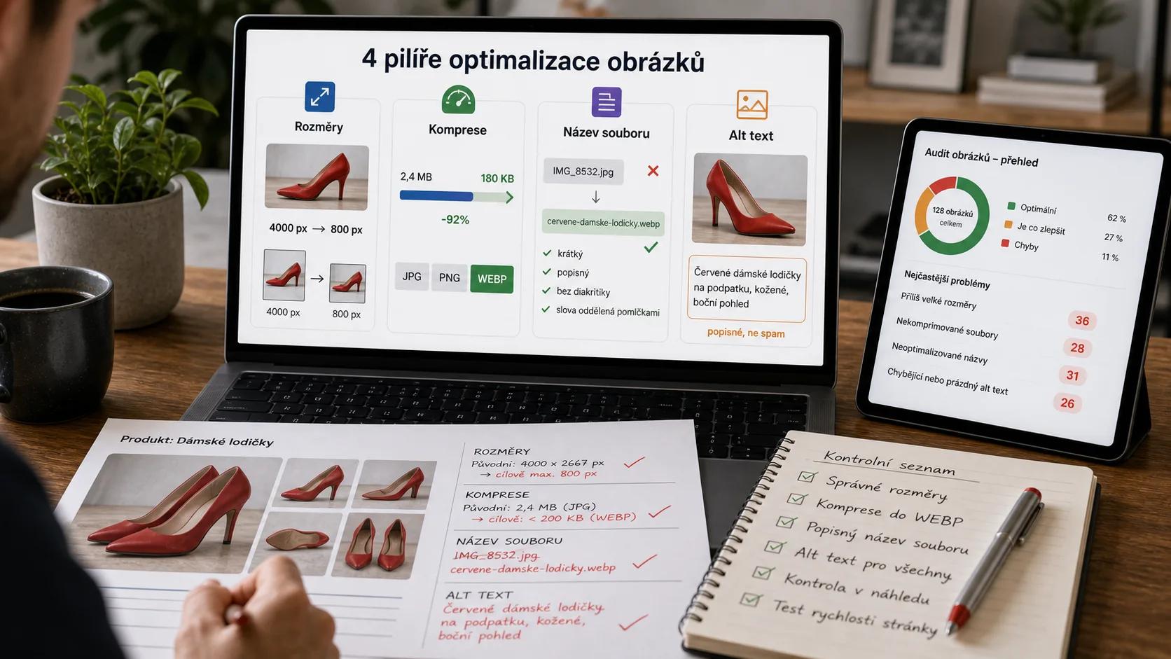 Infografika - 4 Pilíře optimalizace obrázků - Optimalizace obrázků pro SEO: Kompletní průvodce