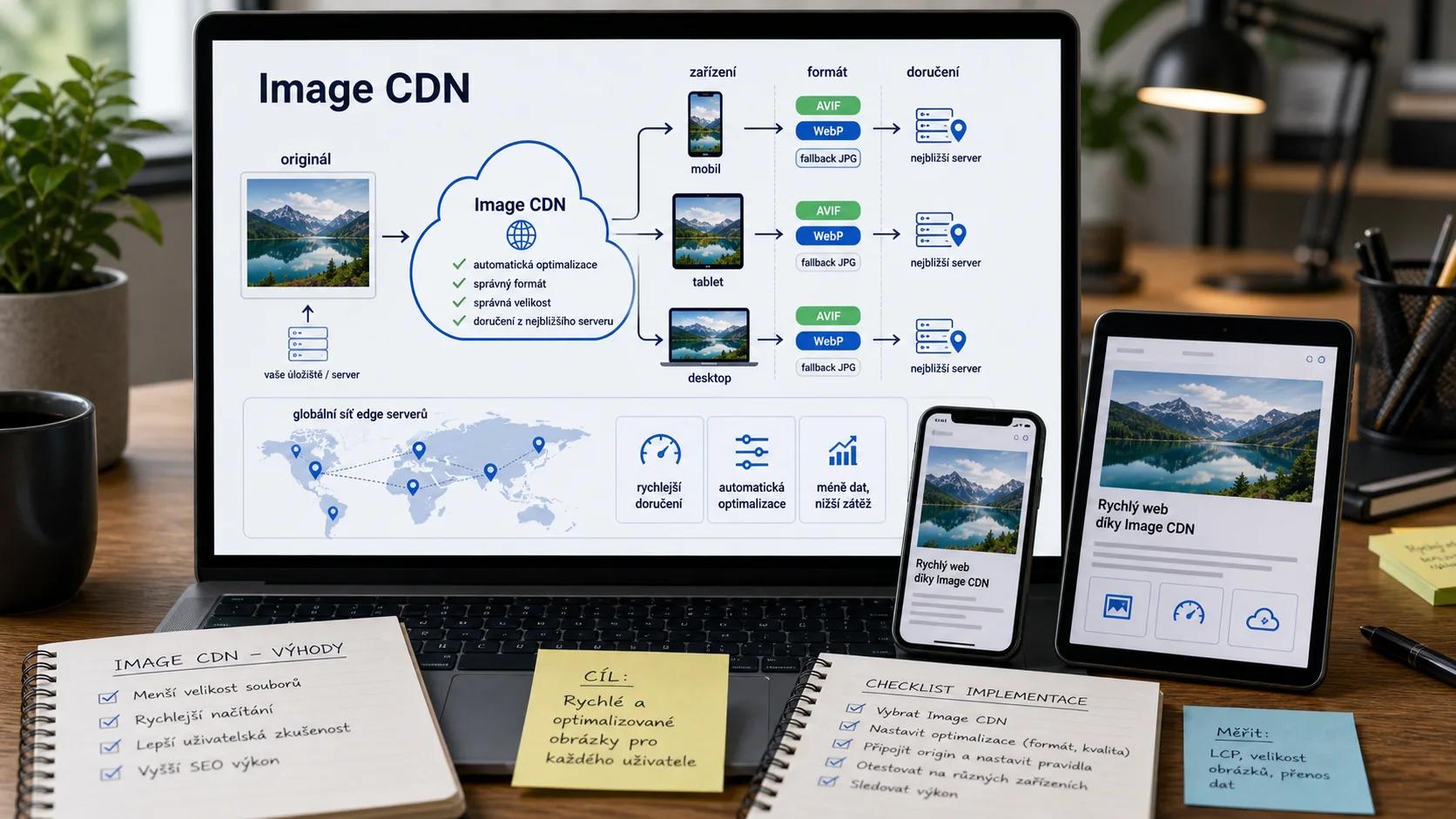 Infografika - Image CDN (Content Delivery Network) - Optimalizace obrázků pro SEO: Kompletní průvodce