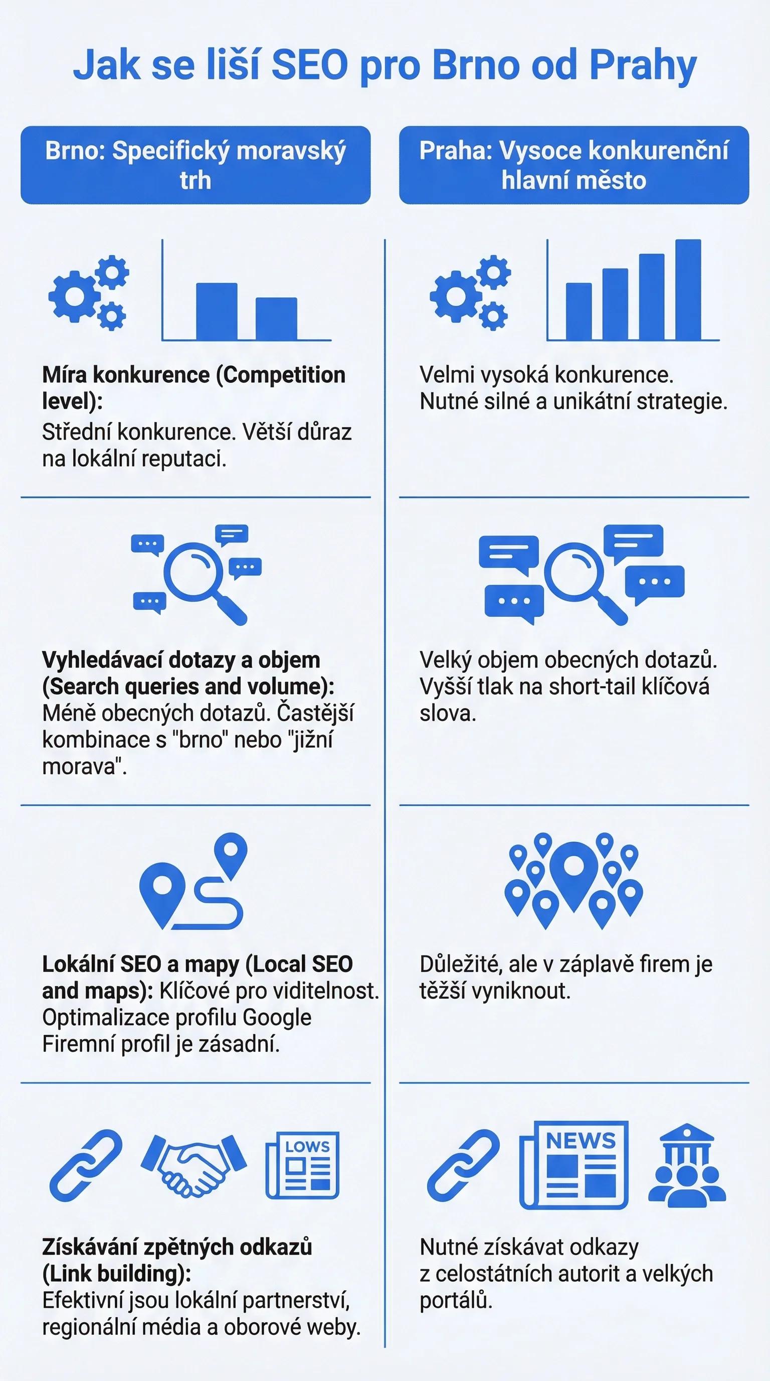 Infografika - Jak se liší SEO pro Brno od Prahy