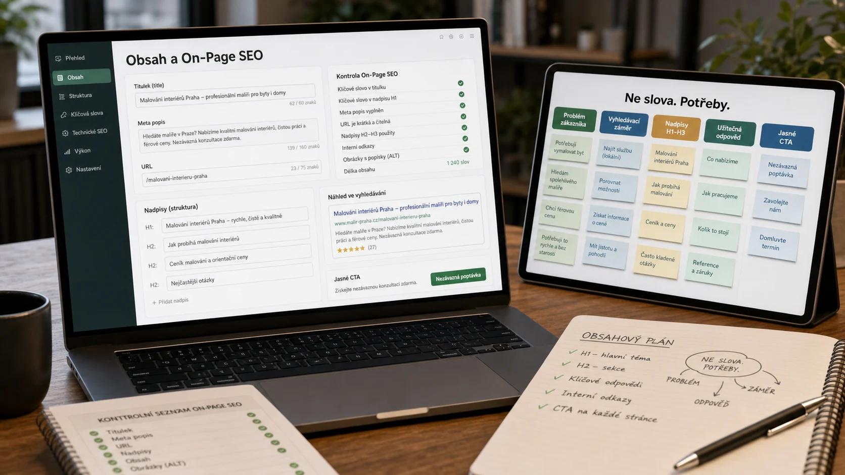 Infografika - Pilíř 1: Obsah a On-Page SEO (Co říkáte zákazníkům) - SEO pro majitele firem: Jak funguje a proč vám zatím nepřivádí zákazníky