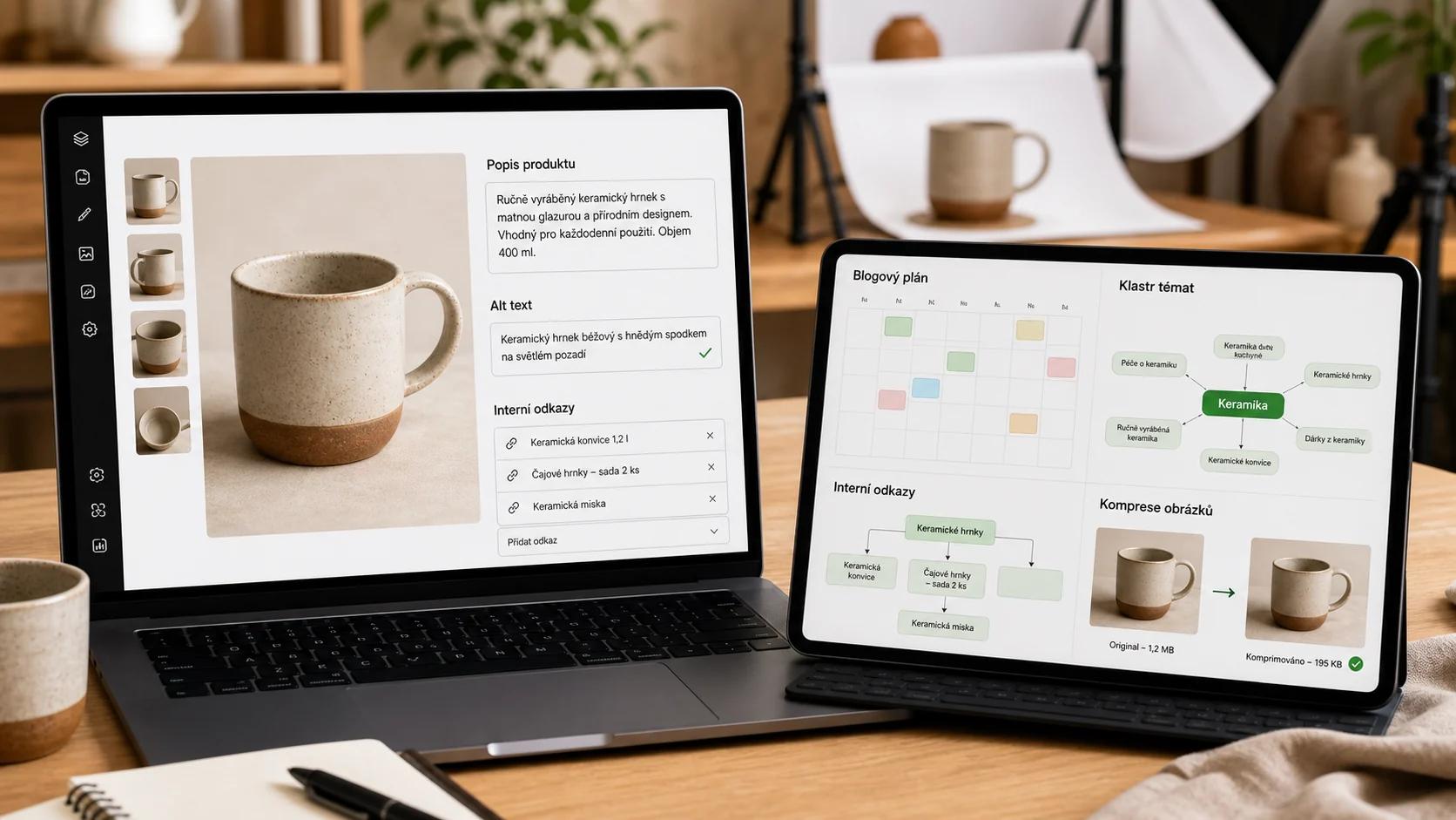 Infografika - Optimalizace obsahu na Squarespace: Produkty a blog - SEO pro Squarespace: Optimalizace pro e-shop (2026)