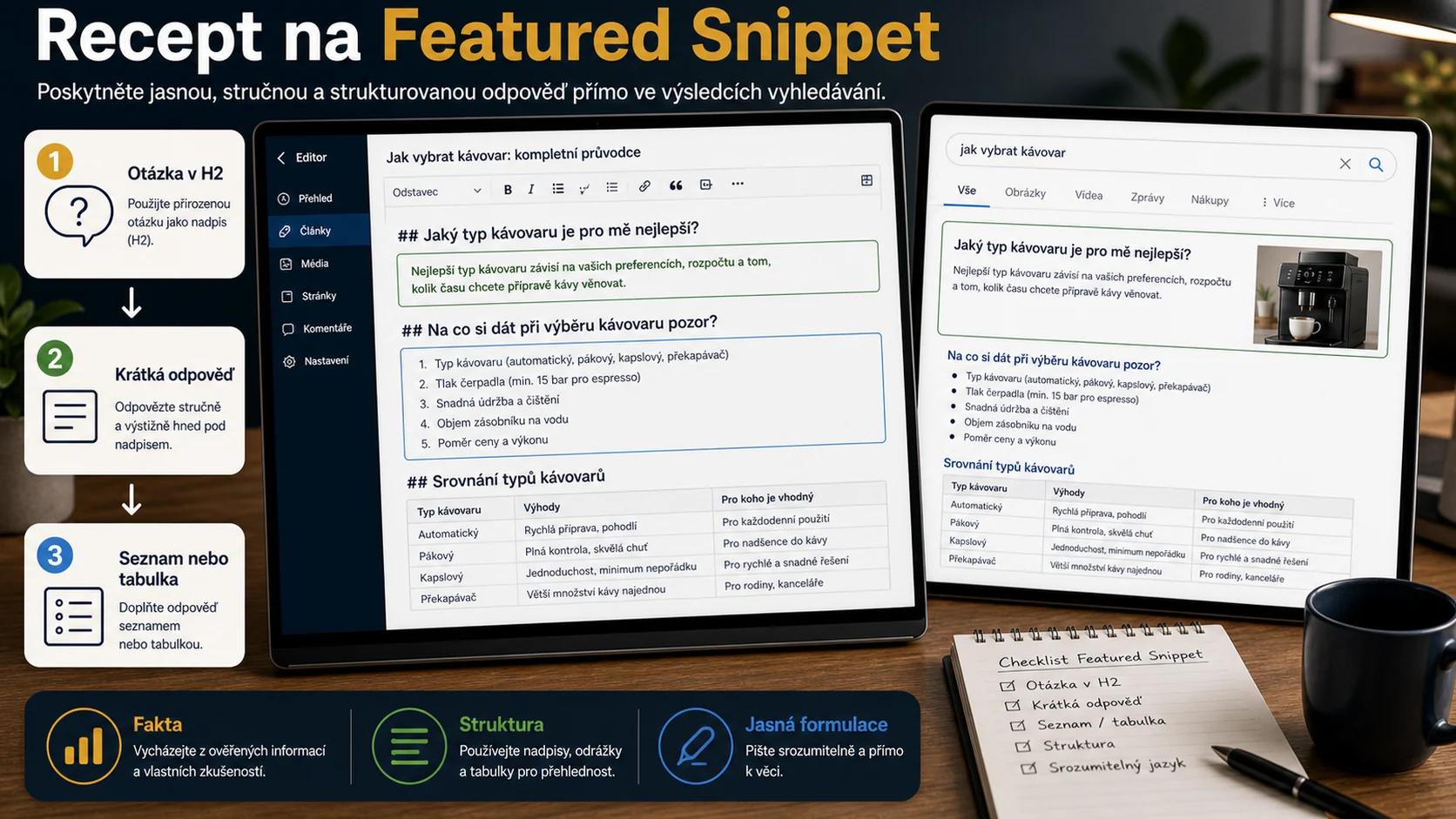 Infografika - 1. Jak získat Featured Snippet (Královská disciplína) - SERP Features 2026: Jak ovládnout Google bez prvního místa