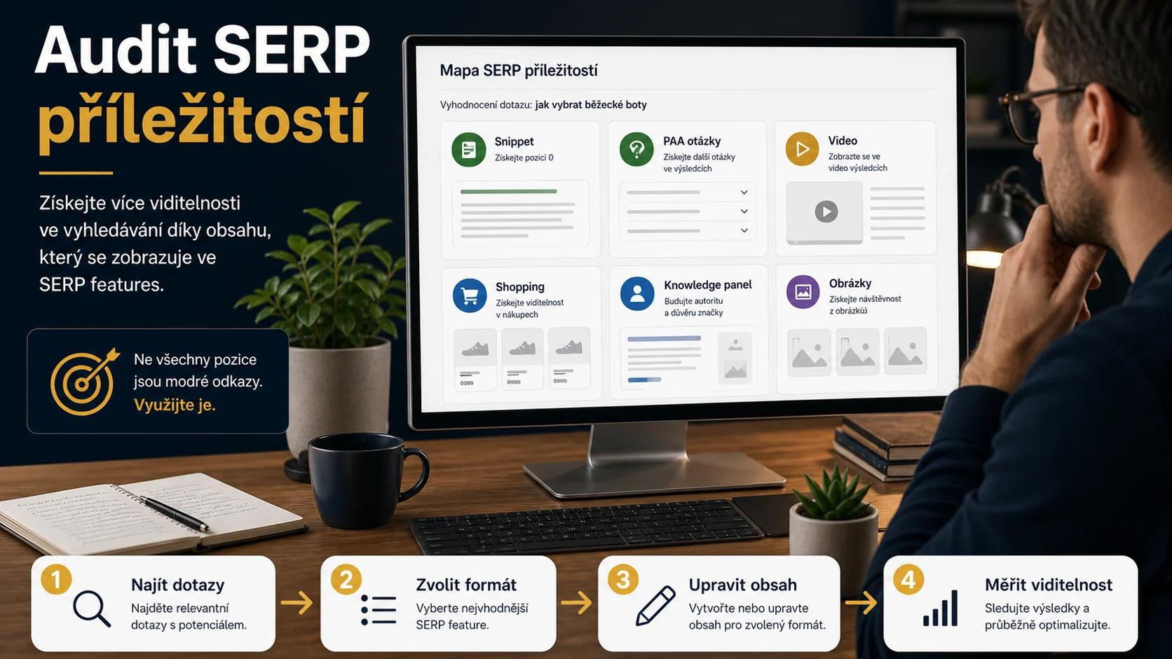 Infografika - Chcete ovládnout SERP Features? - SERP Features 2026: Jak ovládnout Google bez prvního místa