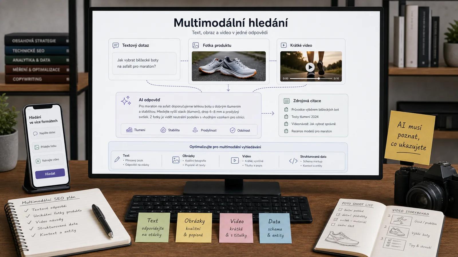 Infografika - Budoucnost 2026+: Multimodální hledání - AI Overviews vs. Tradiční SEO: Jak se mění pravidla hry v roce 2026
