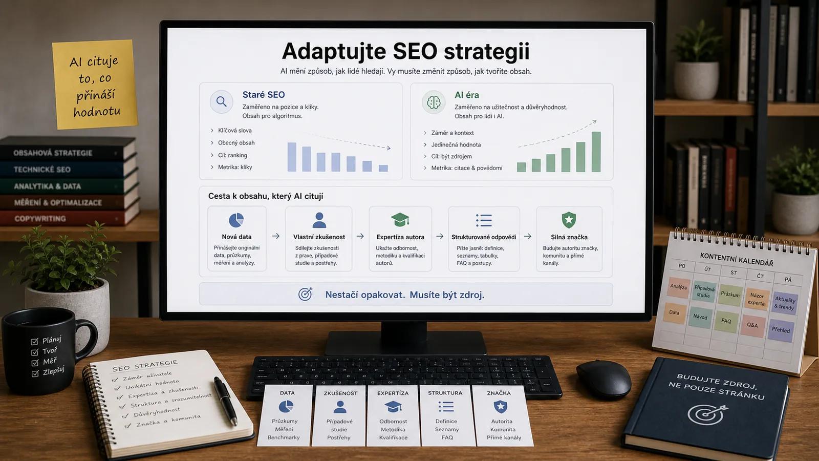 Infografika - Závěr: Adaptuj se, nebo zemři - AI Overviews vs. Tradiční SEO: Jak se mění pravidla hry v roce 2026