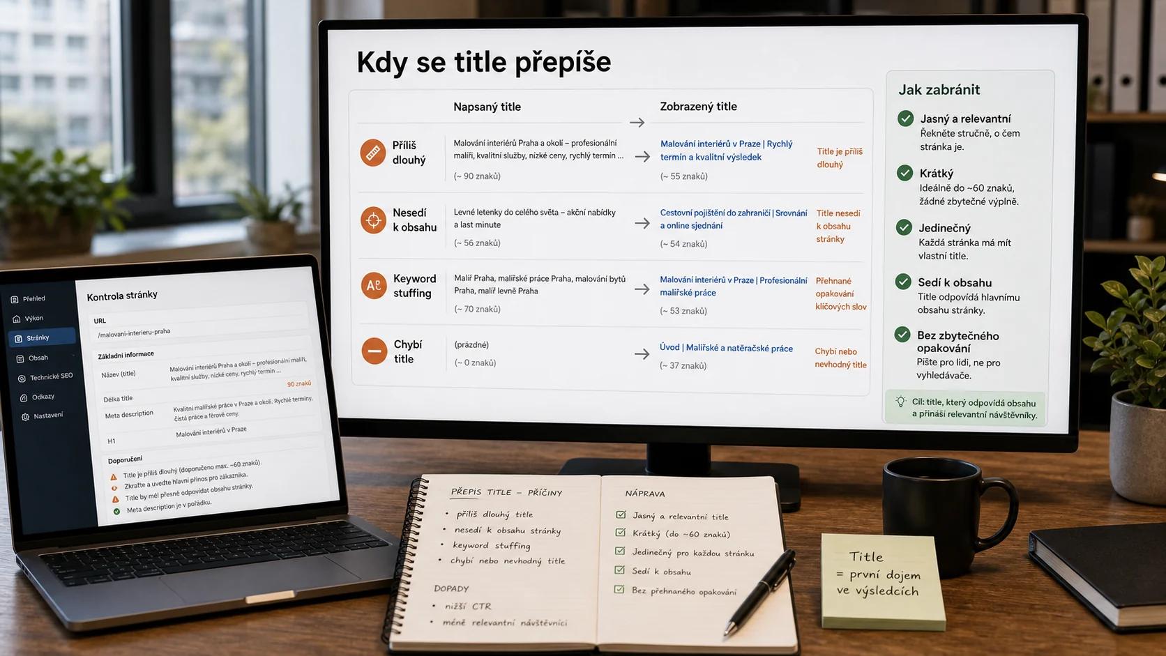 Infografika - Kdy Google přepisuje title - Title Tag: Proč prvních 60 znaků rozhoduje o úspěchu
