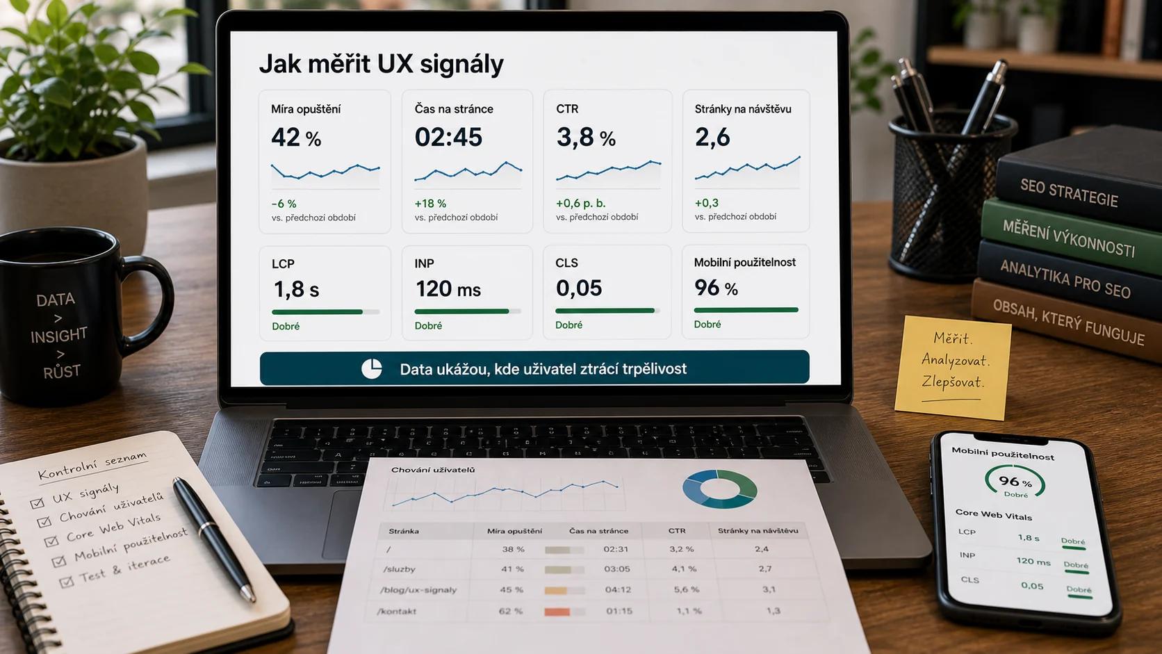 Infografika - Co jsou UX signaly a jak je merit? - UX signaly: Jak ovlivnuji pozice ve vyhledavacich?