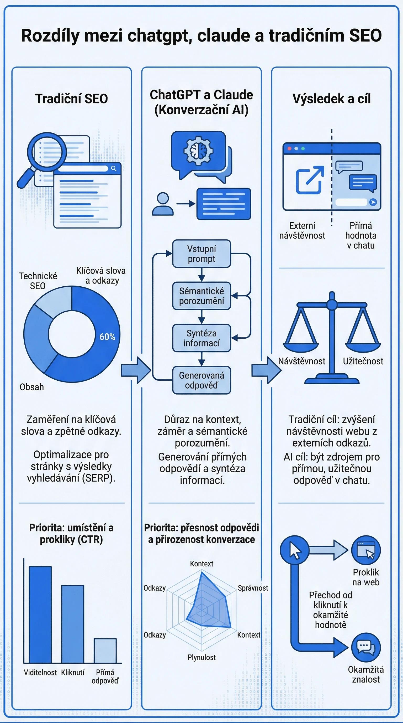 Pět věcí, které rozhodují o citaci v odpovědích ChatGPT a Claude