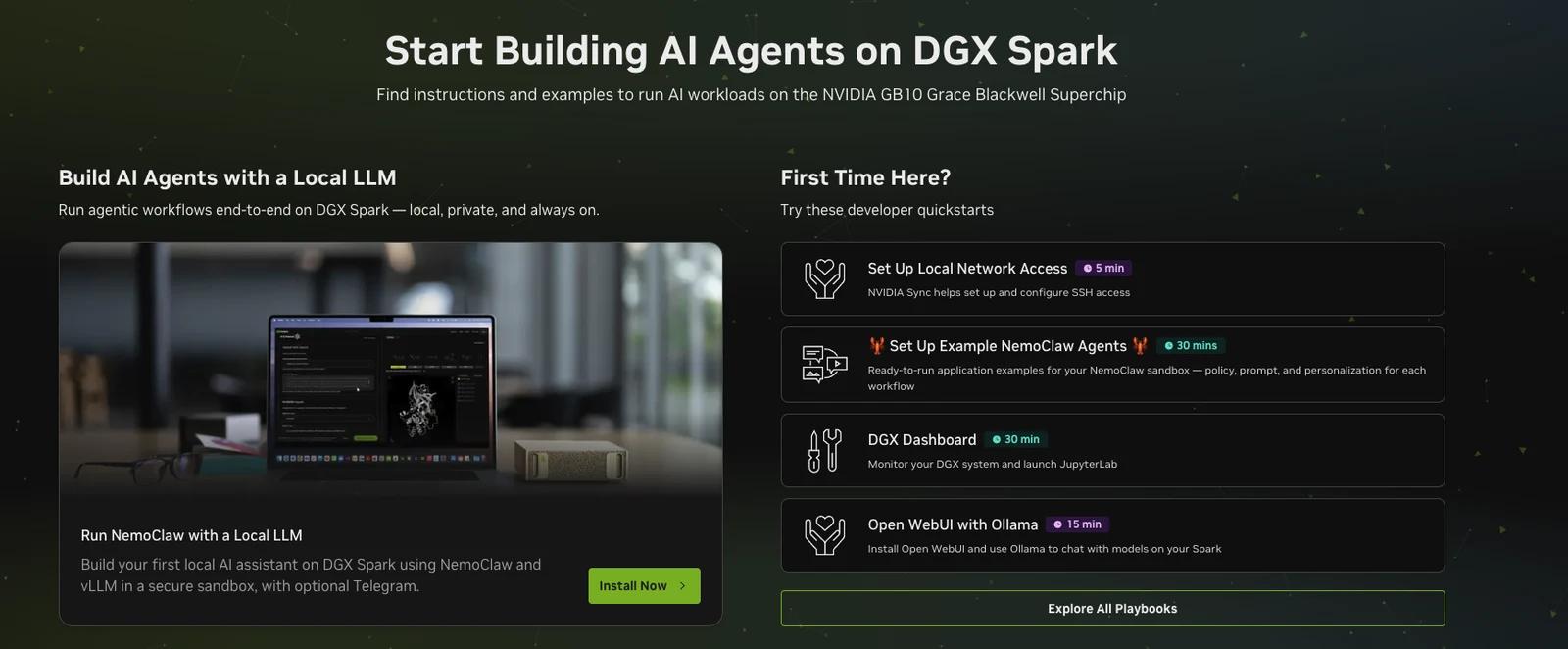 Stránka NVIDIA s připravenými návody pro DGX Spark