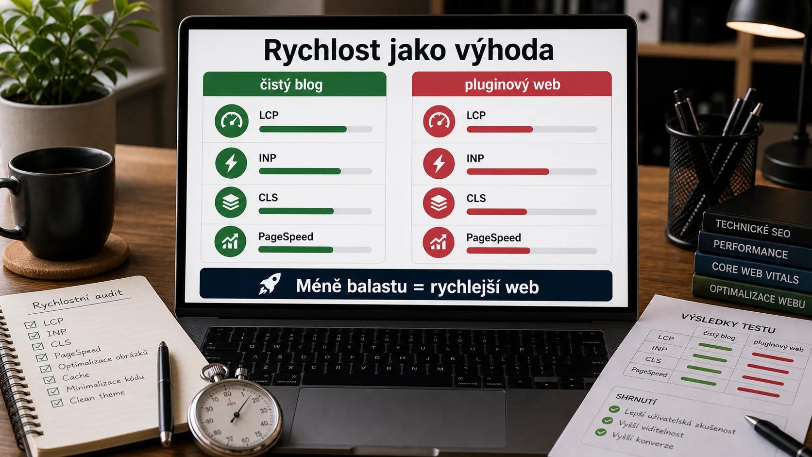 Rychlost jako výhoda: čistý blog bez balastu proti webu obtěžkanému pluginy