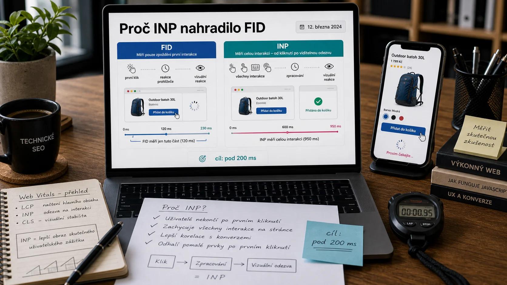 Infografika: proč INP nahradilo FID a jak měří interaktivitu webu