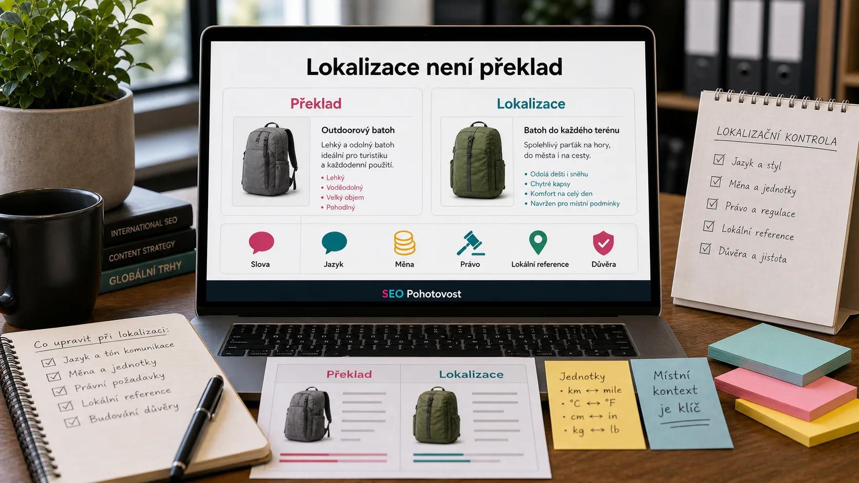 Srovnání překladu a lokalizace webu: co všechno se musí přizpůsobit cílovému trhu