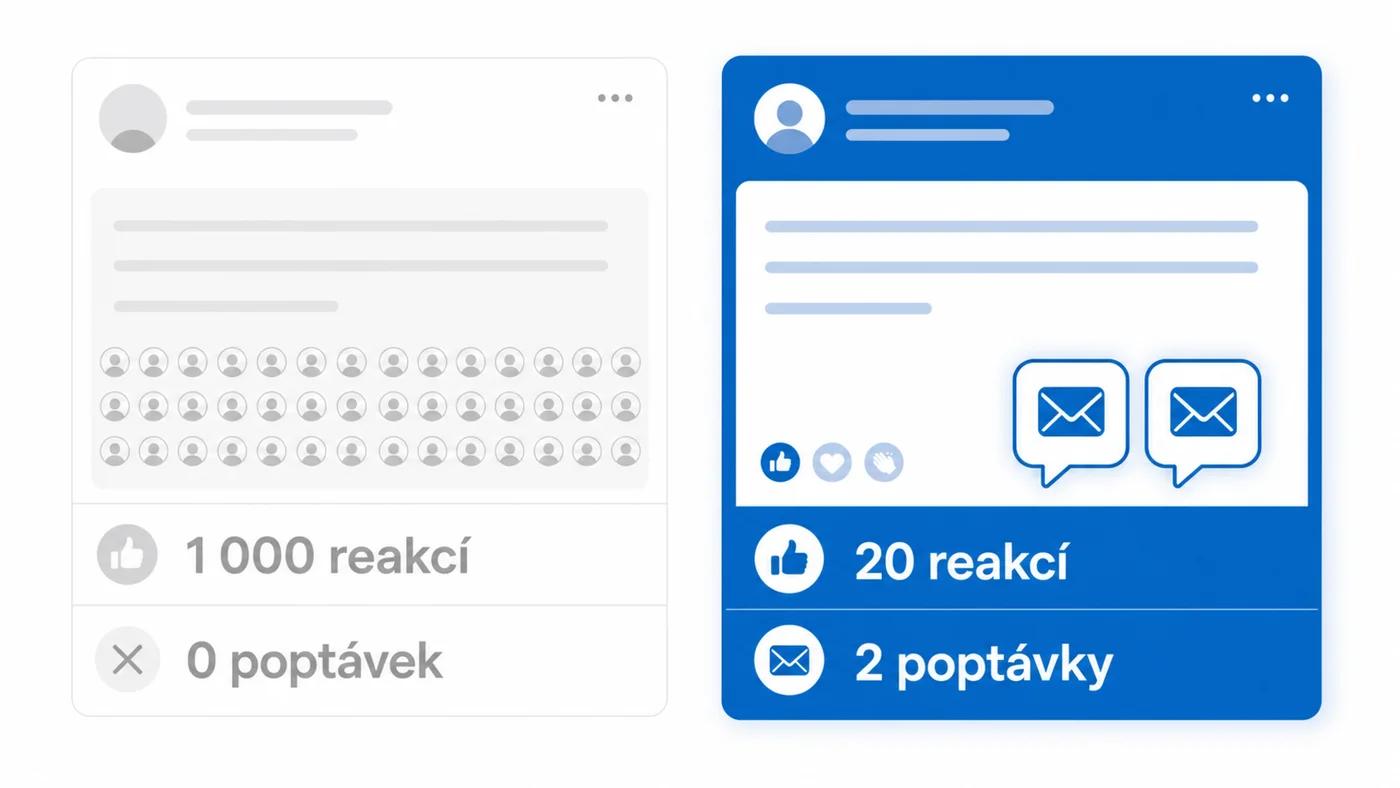Měřte poptávky, ne lajky: dvacet reakcí a dvě poptávky porazí virál s tisícem reakcí bez jediné poptávky