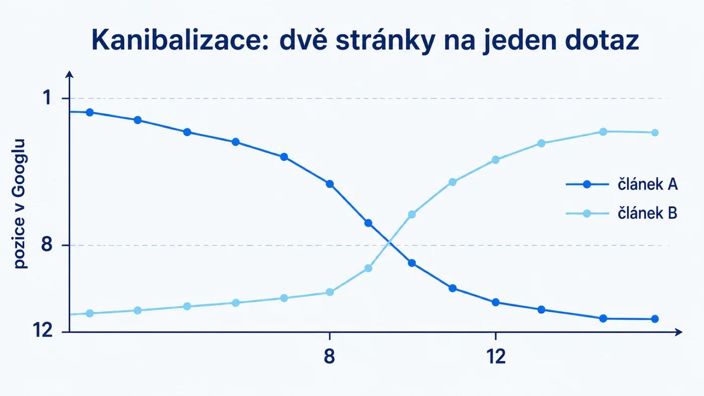 Kanibalizace obsahu: dvě stránky webu soupeří o jeden dotaz v Googlu