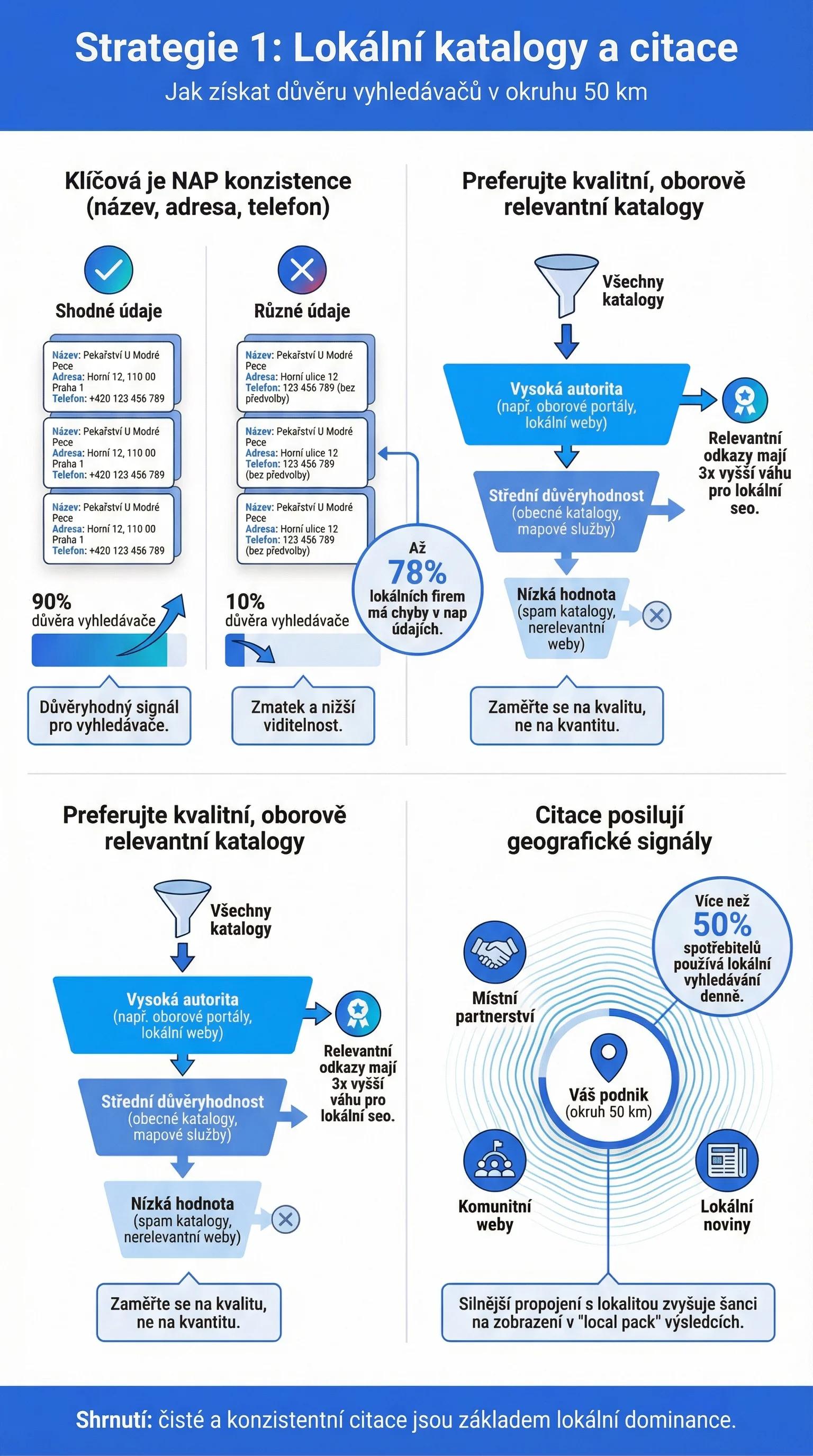 Infografika - Strategie 1: Lokální katalogy a citace