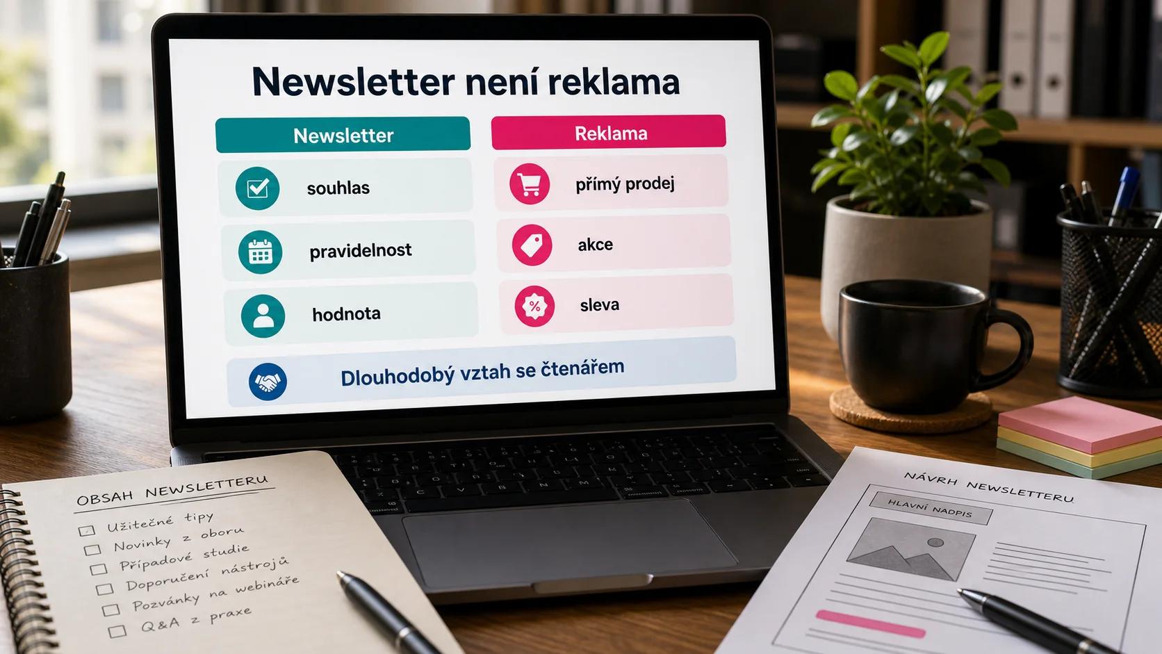 Newsletter není reklama: souhlas, pravidelnost a hodnota místo přímého prodeje